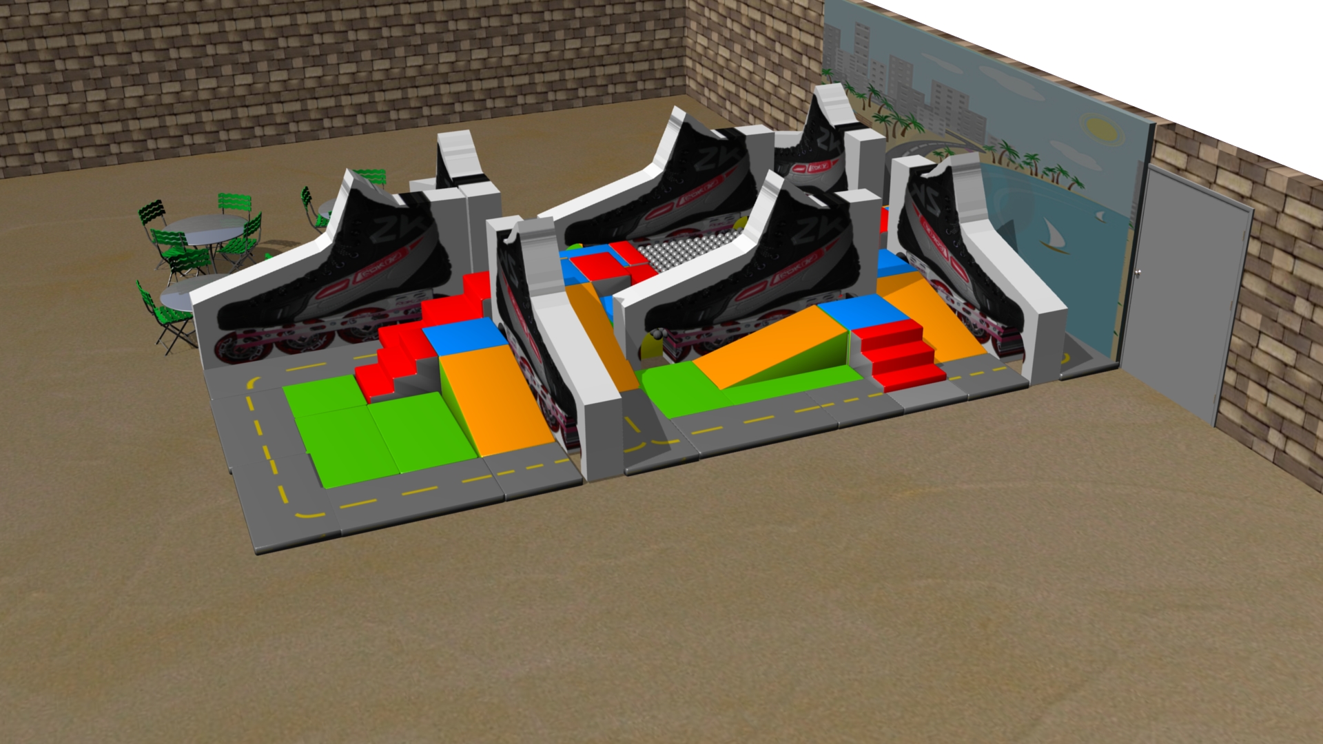 Parcours Modulo Mouss' : 8.5 x 6.3 x 0.65 m (REF 2010.37)