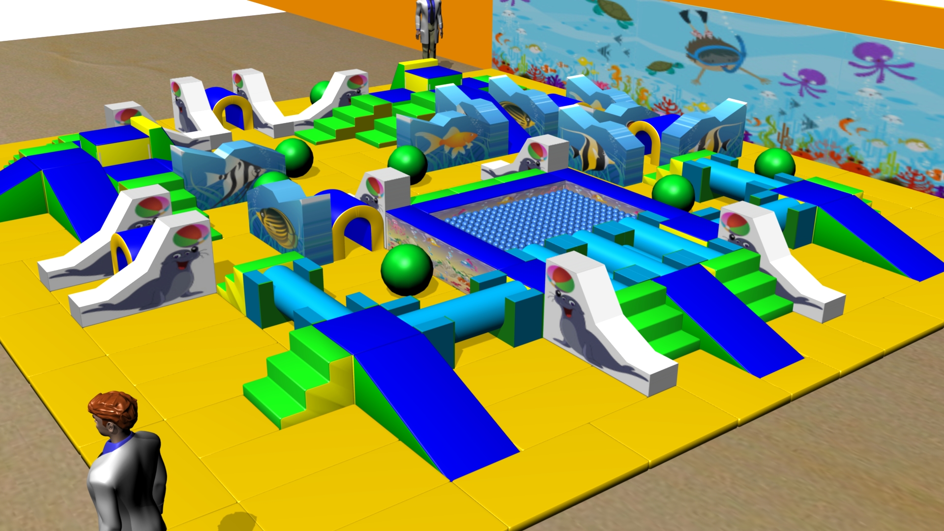 Parcours Modulo Mouss' : 11.9 x 11.2 x 0.95 m (REF 2010.35)