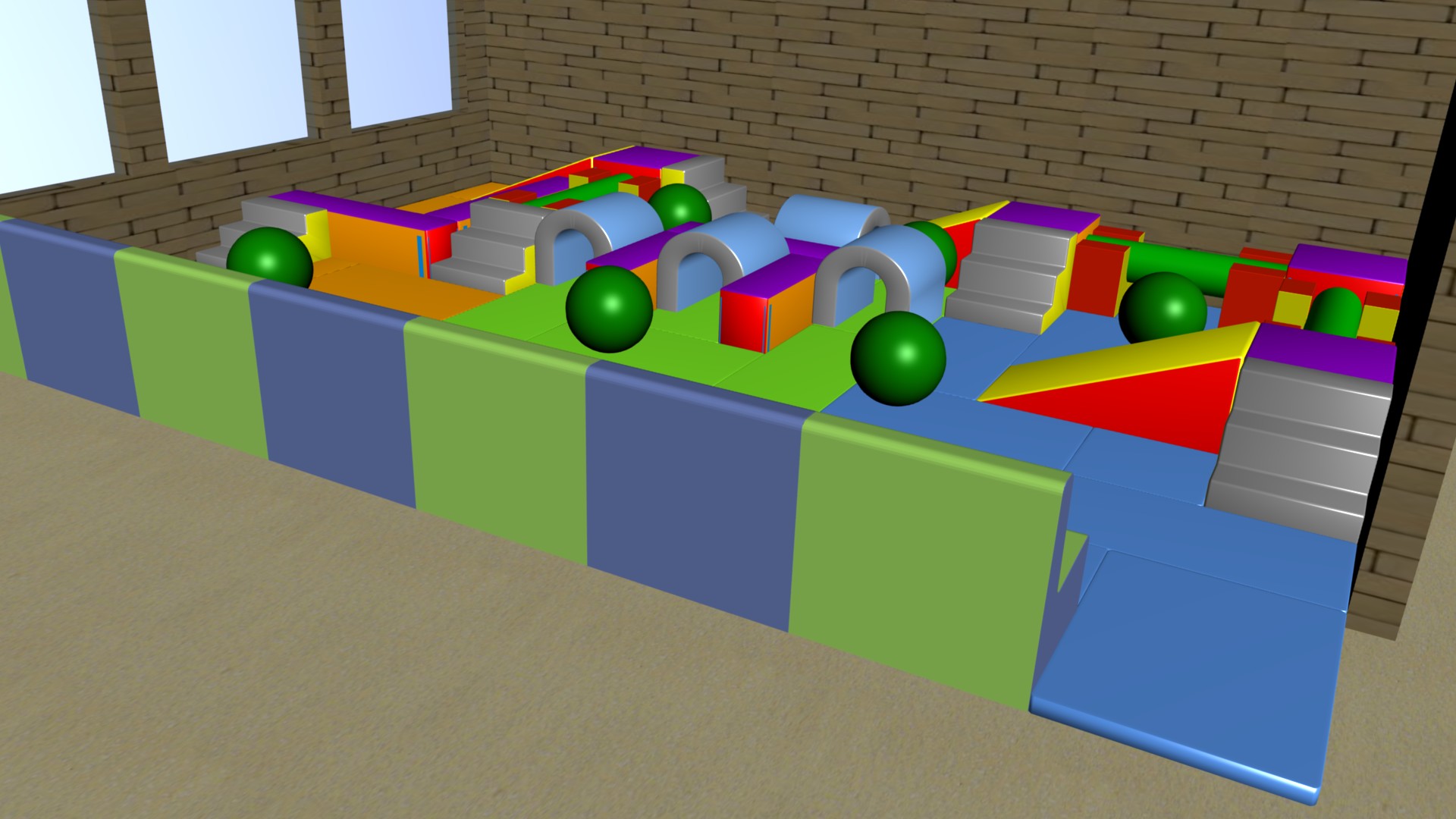 Parcours Modulo Mouss' : 8 x 5.5 x 0.65 m (REF 2010.4)