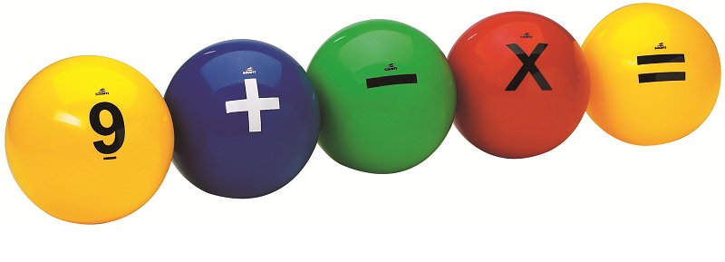 Lot de 14 Balles pdagogiques (0 9 et 4 signes mathmatiques) (REF MOT-8.1)